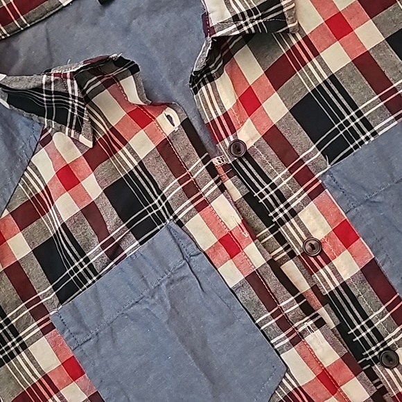Plaid/Denim button-up rodeo blouse size M - Picture 4 of 4